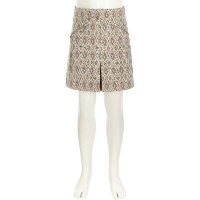 Girls cream jacquard A-line skirt